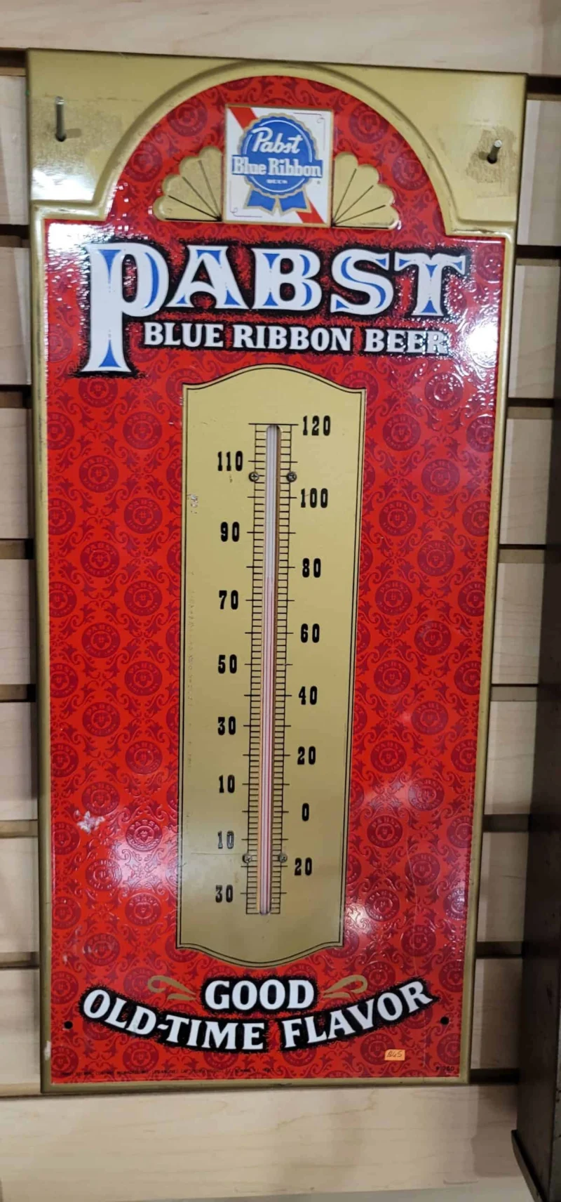 Vintage Pabst Blue Ribbon advertising wall thermometer