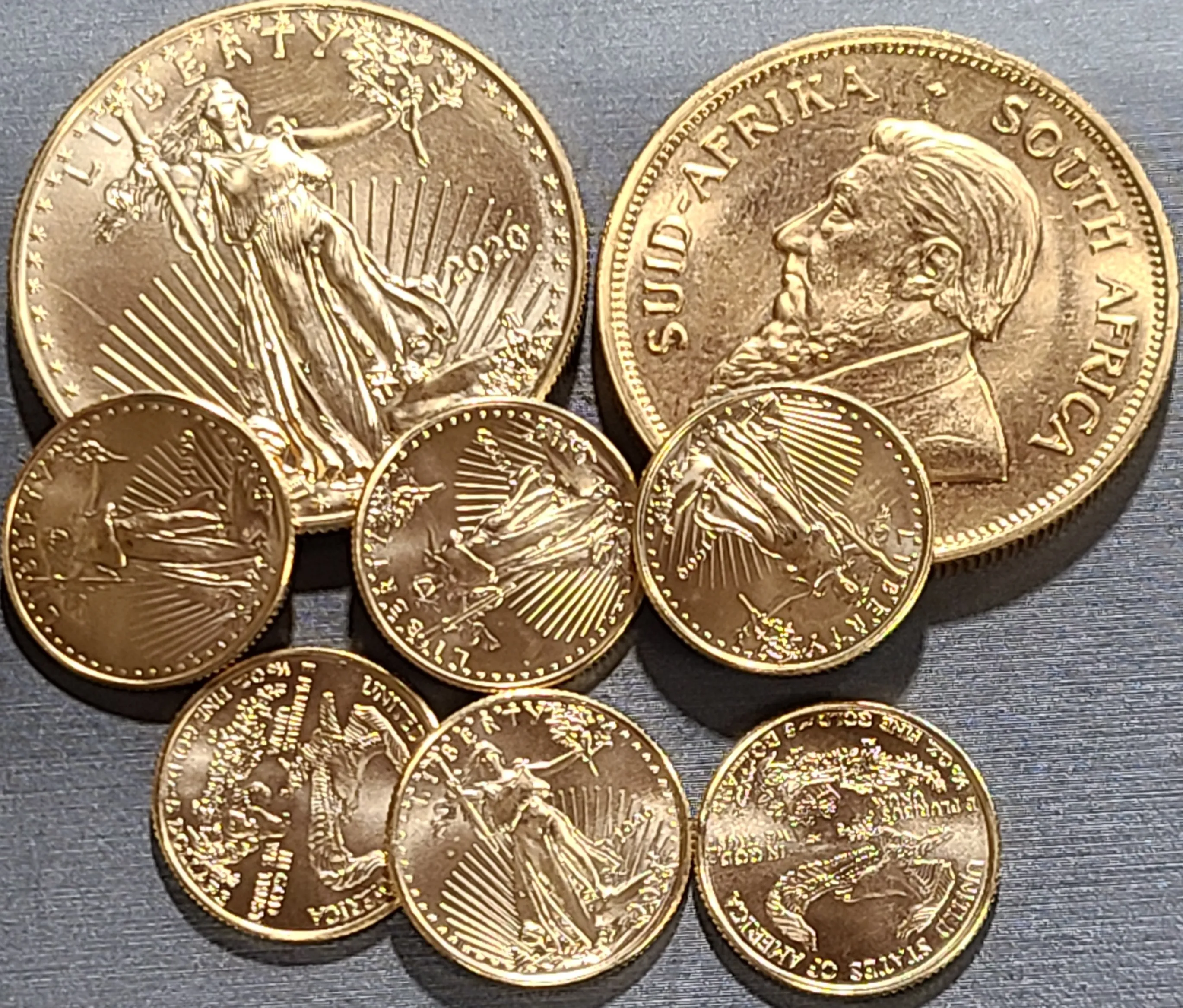 American Gold Eagle and Krugerrand gold coins examined at Apex Gold Silver Coin, Winston-Salem